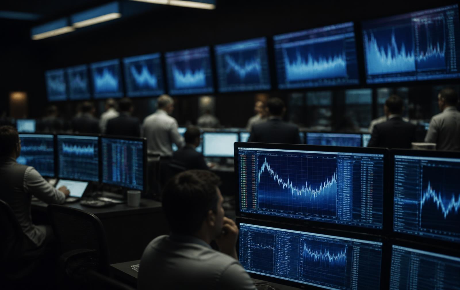 Energy trading floor with market price screens